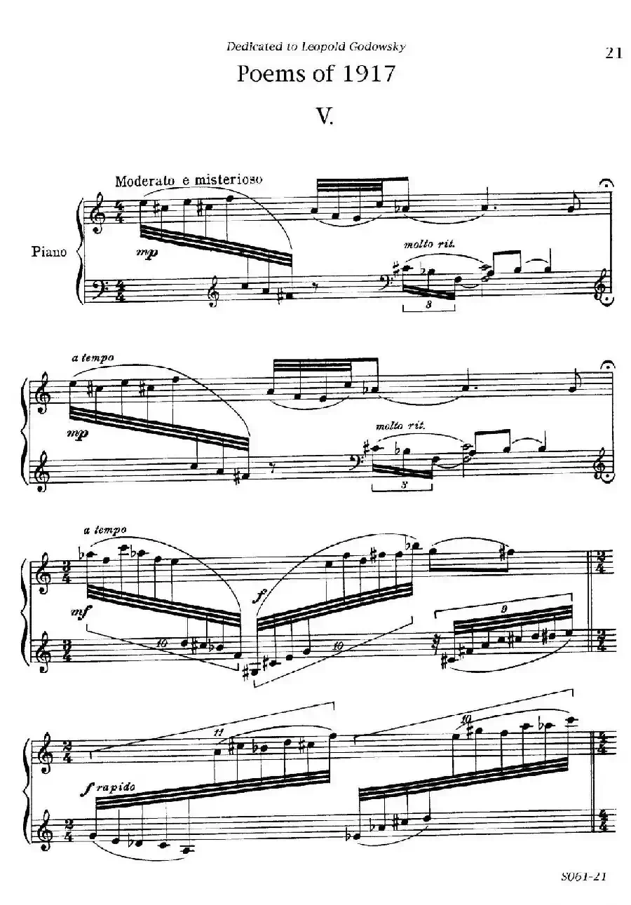 Poems of 1917 Op.41（1917之诗 5. 战争之夜的沉思）