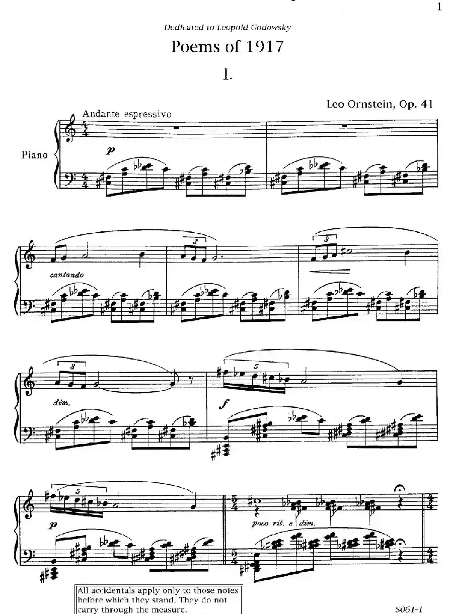 Poems of 1917 Op.41（1917之诗 1. 荒岛）