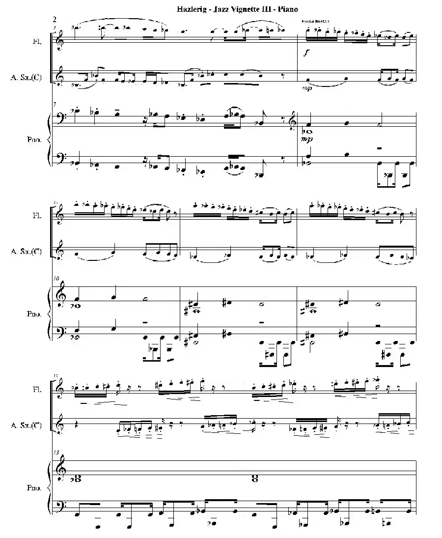 Three jazz vignettes（第三乐章）（三重奏钢琴分谱）