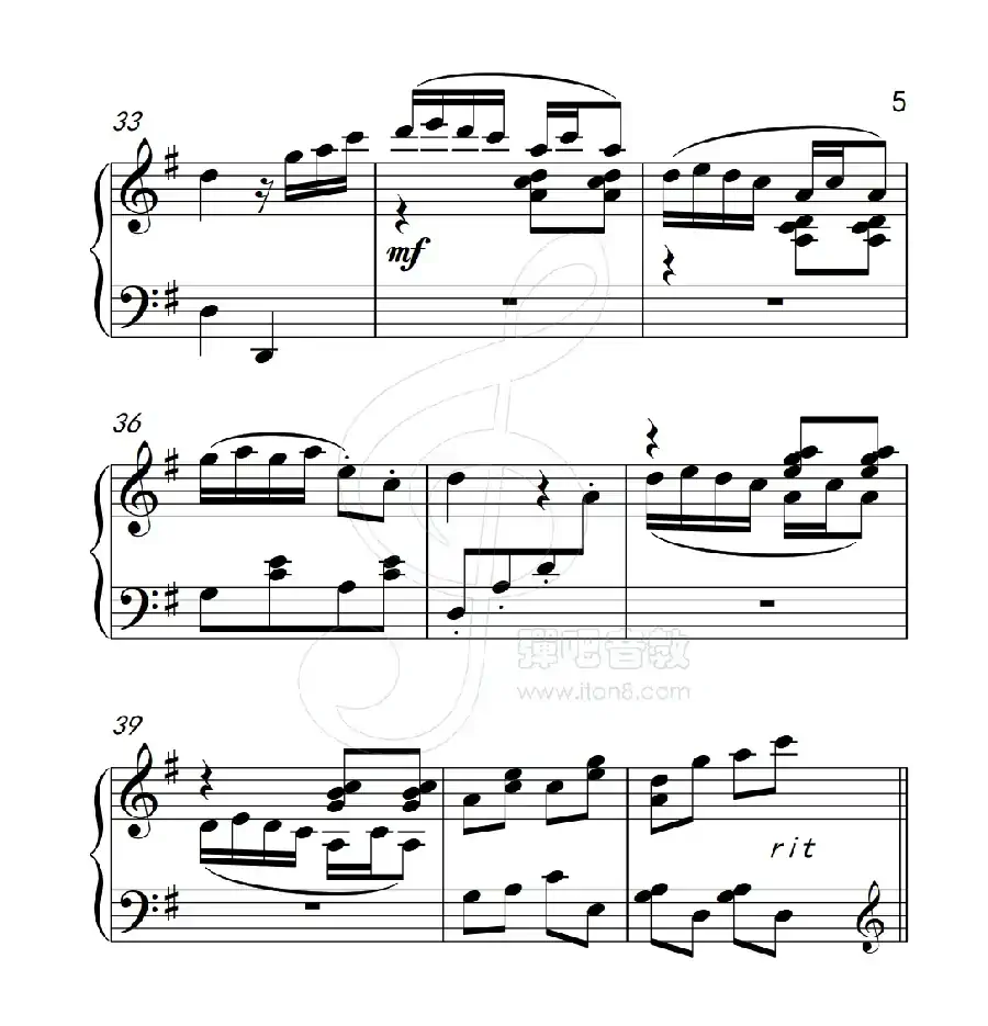 第四级A组 “信天游”主题小变奏曲(中国音乐学院钢琴考级作品1~6级)