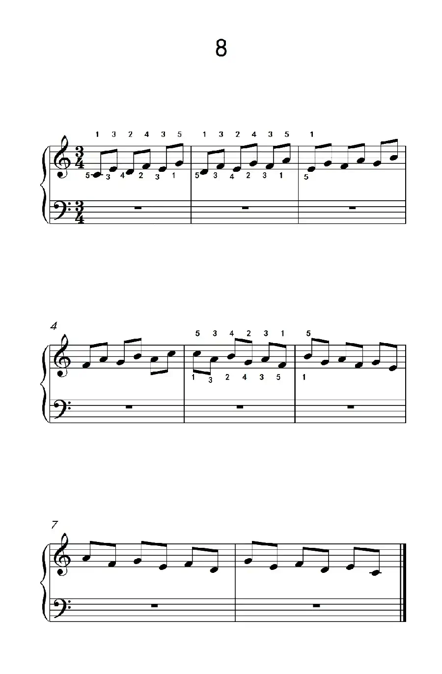 非连音练习 8(儿童钢琴手指练习 2)