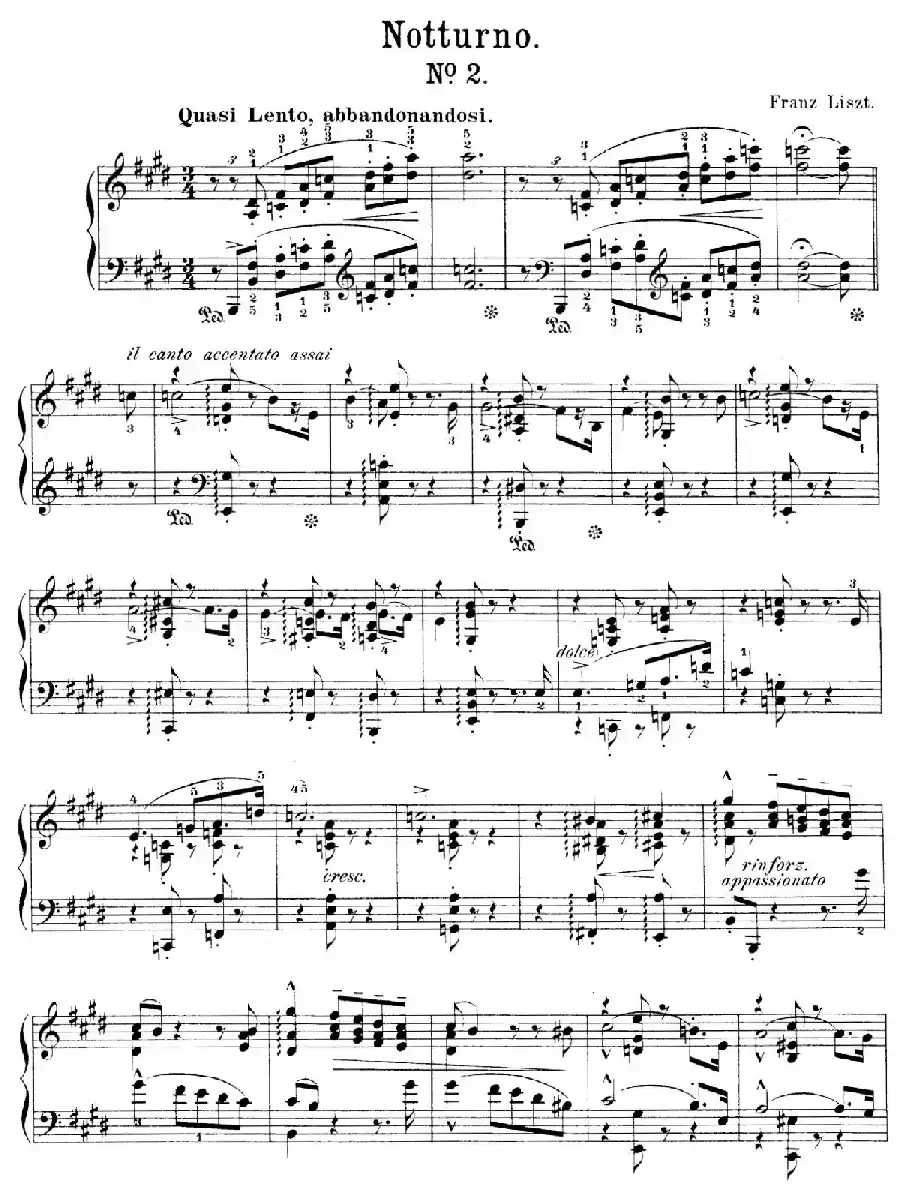 Notturnos S.541（3首夜曲“爱之梦”·2）