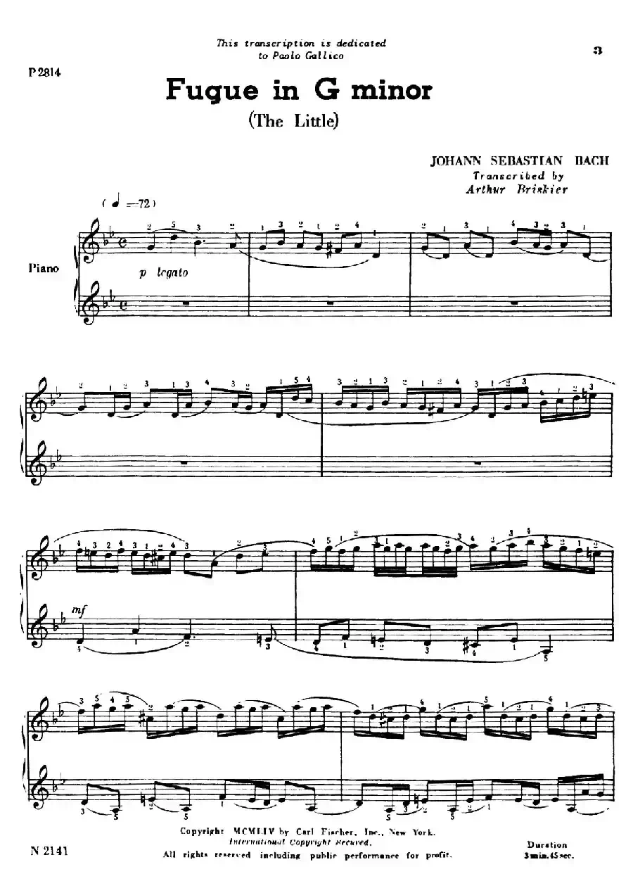 g小调赋格 BWV 578