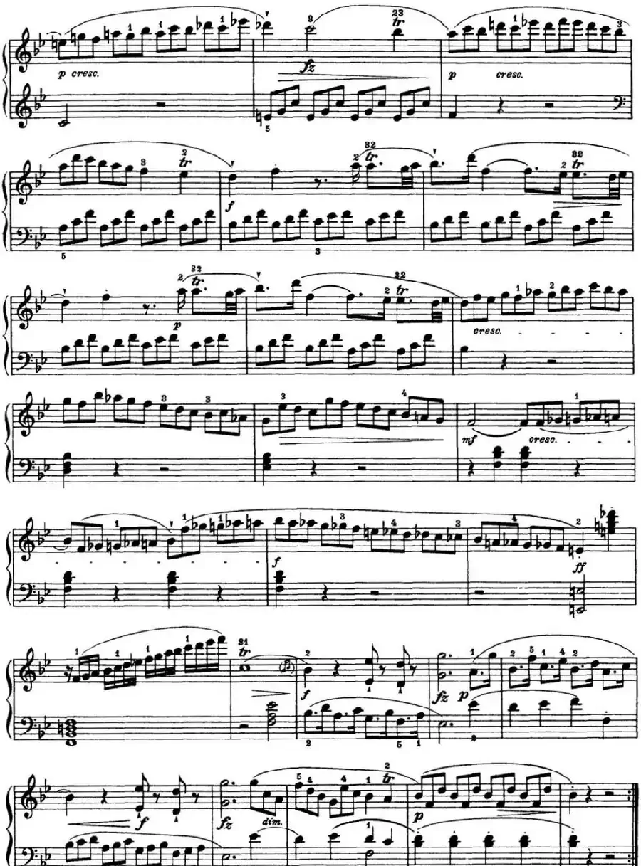 海顿 钢琴奏鸣曲 Hob XVI 41 in B-flat major