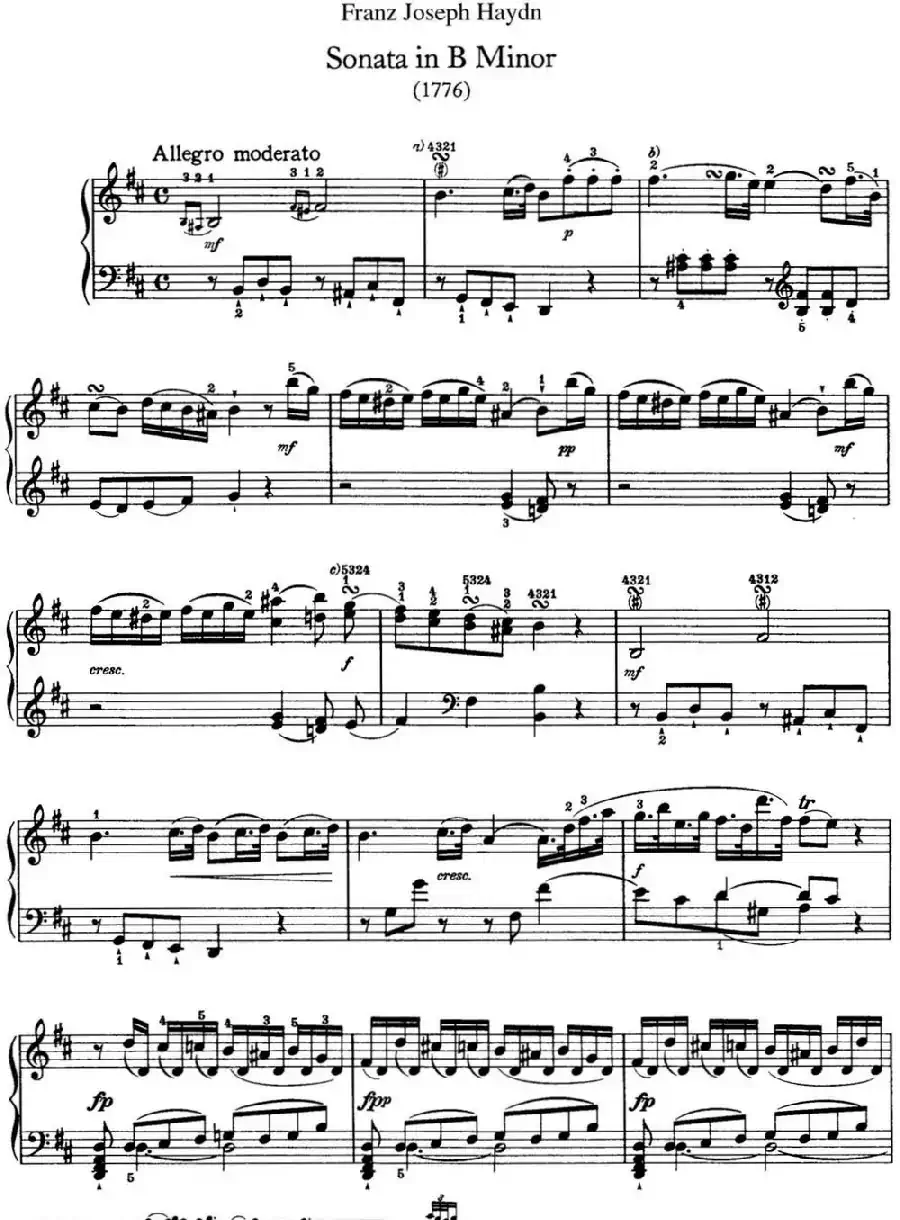 海顿 钢琴奏鸣曲 Hob XVI 32 in B minor