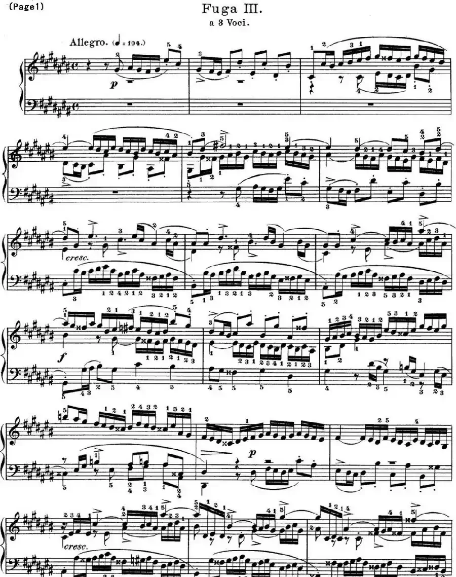 巴赫《平均律钢琴曲集·第一卷》之赋格曲（NO.3）