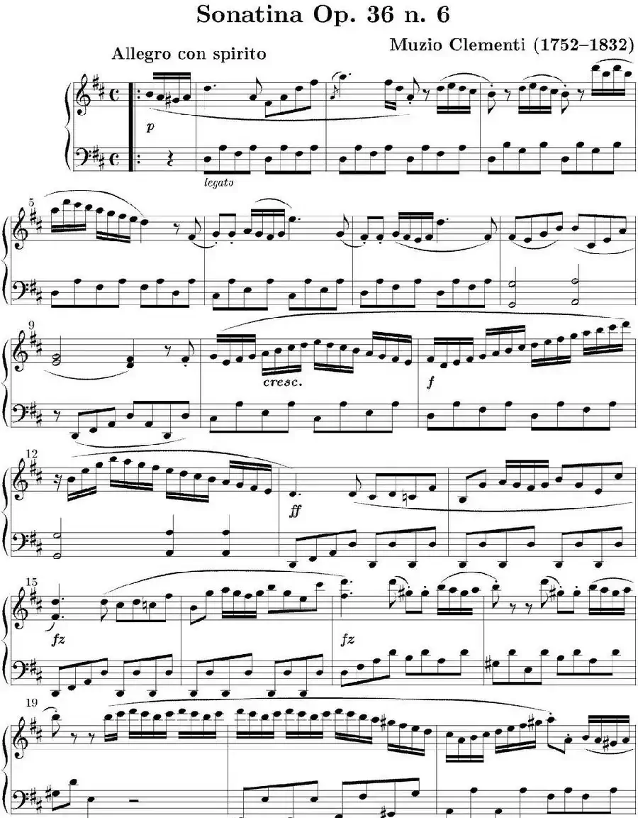 6 Sonatinas Op.36（6首钢琴小奏鸣曲-6）
