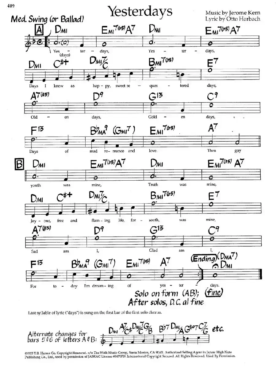 Yesterdays（爵士钢琴曲）