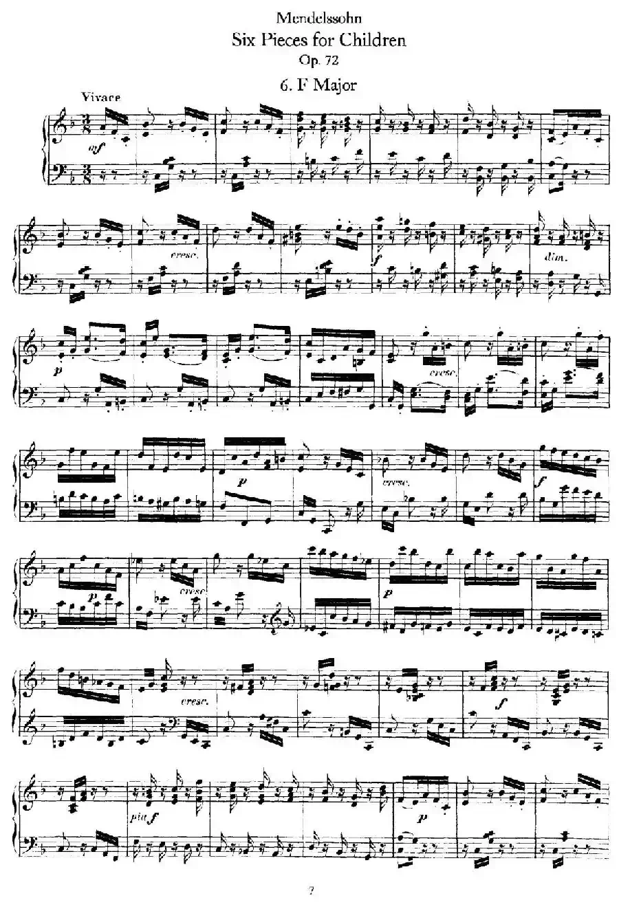6 Pieces for Children Op.72（6首儿童钢琴曲6.F大调）