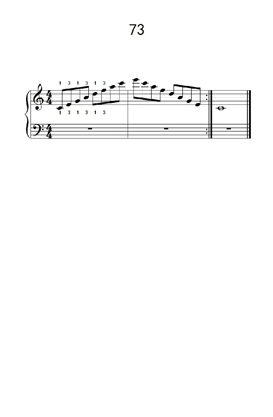 使大指灵活转动的单手练习 73(儿童钢琴手指练习 2)