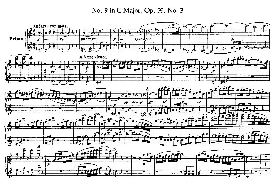 String Quartet No.9 in C Major Op.59-3 - 4 Hands（C大调第九弦乐四重奏·四手联弹）