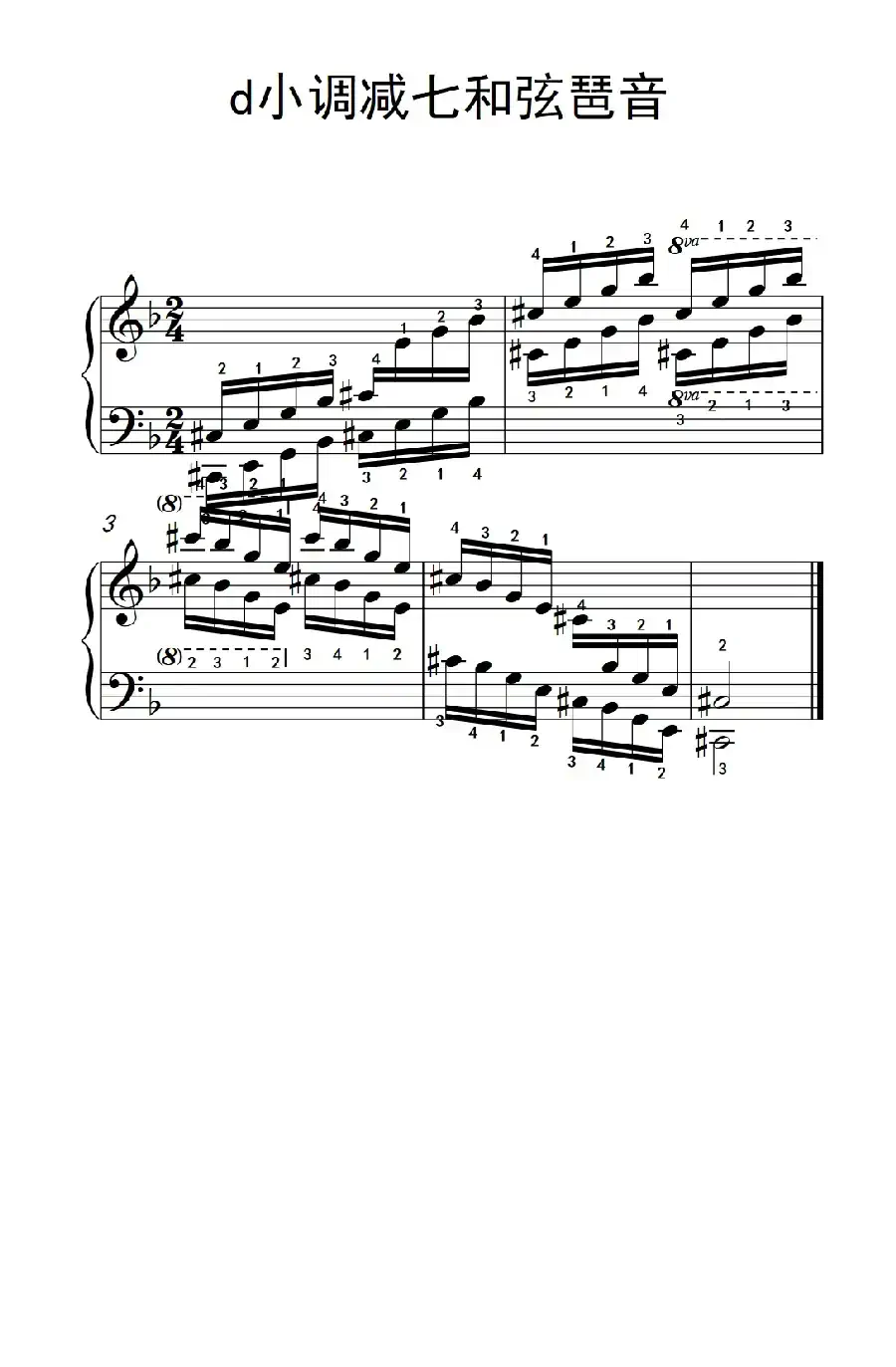 第七集14.d小调减七和弦琶音(中央音乐学院 钢琴(业余)考级教程 7-9级)