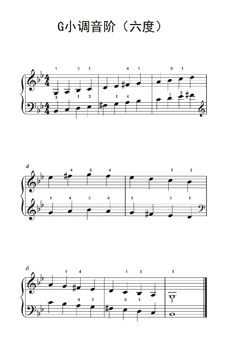 G小调音阶(六度)(儿童钢琴练习曲)