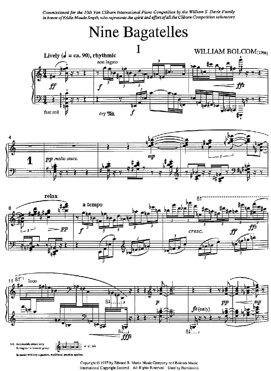 Nine Bagatelles （9首小品）（Ⅰ）
