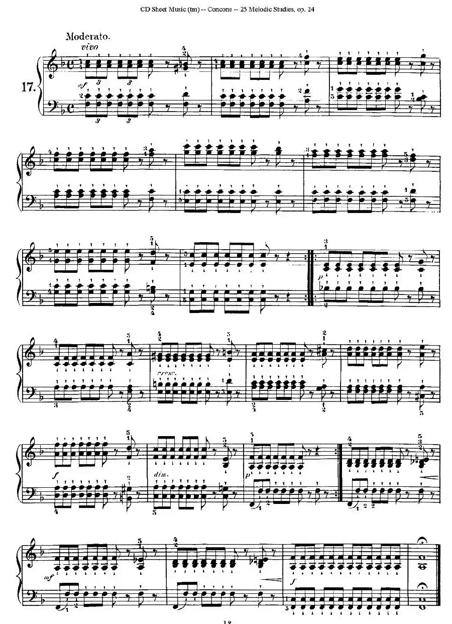 Concone - 25 Melodic Studies easy and progressive（16—20）