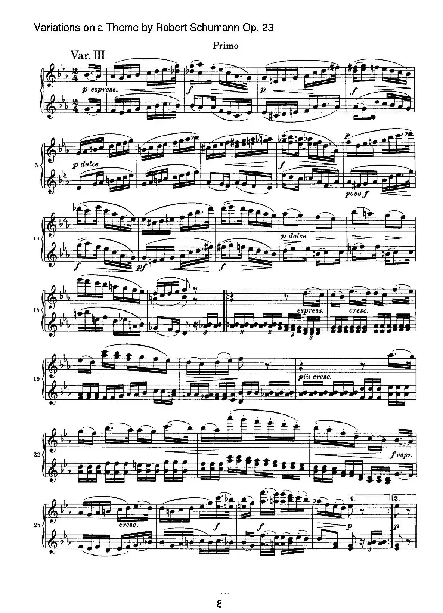 ​Variations on a Theme by Robert Schumann Op.23（舒曼主题变奏曲）（四手联弹）