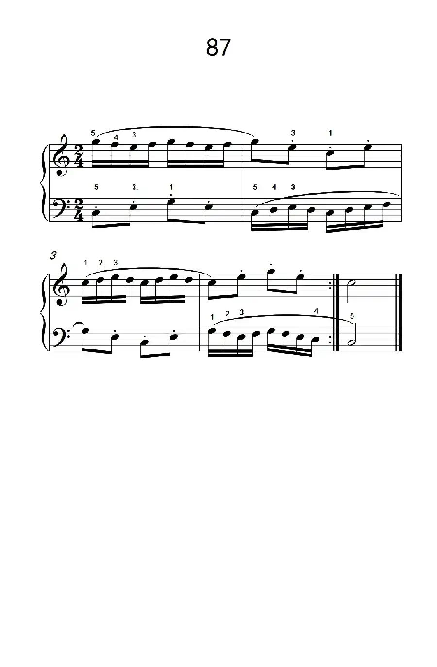 两手不同奏法的练习 87(儿童钢琴手指练习 2)