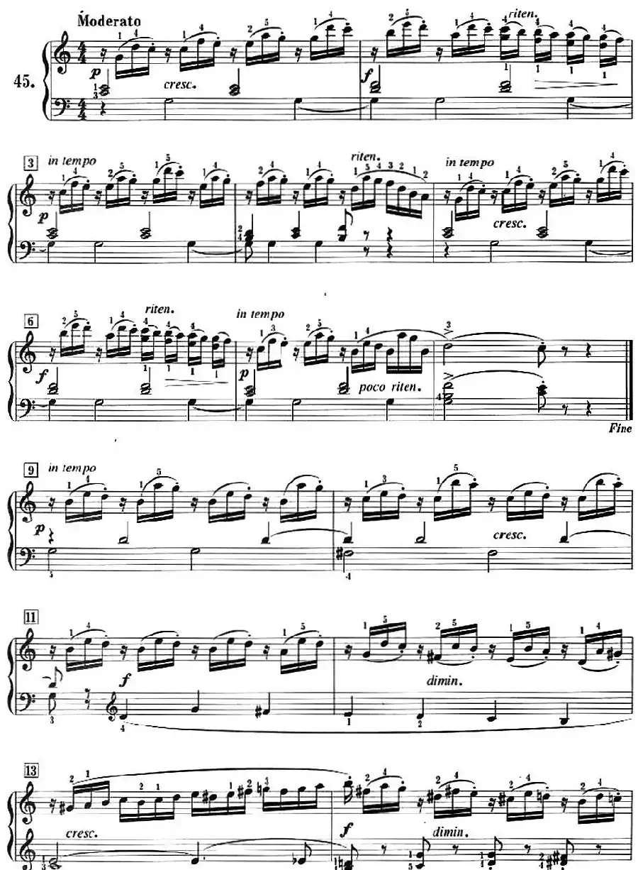 50首莱蒙钢琴练习曲 作品37（NO.45）