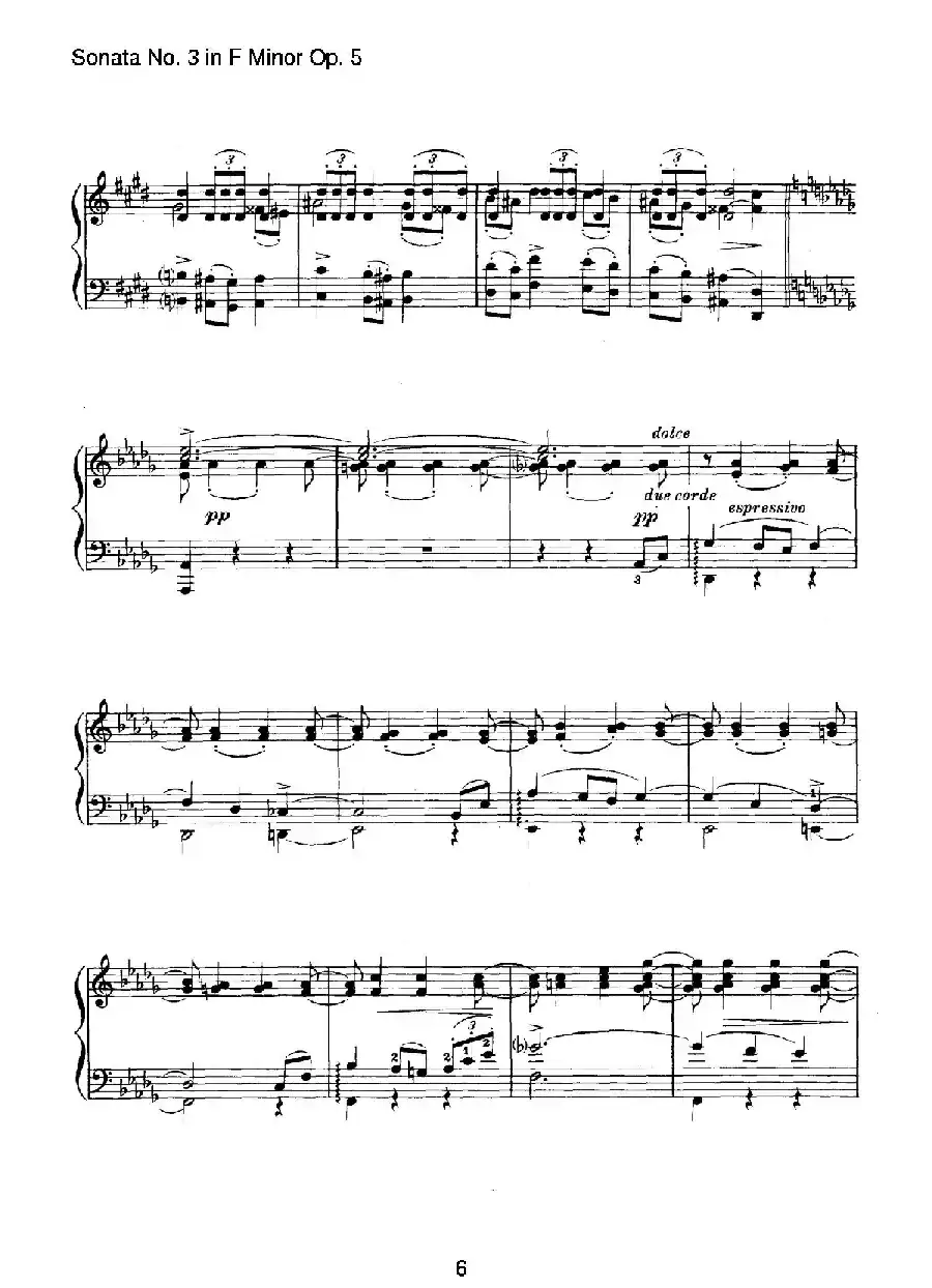 Piano Sonata No.3 in f Minor Op.5（f小调第三钢琴奏鸣曲）