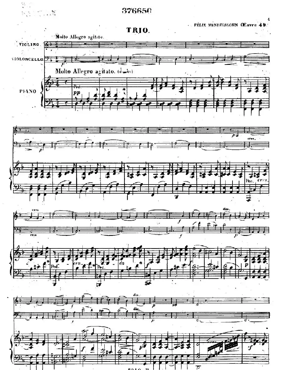 Piano Trio No.1 in d Minor Op.49（d小调第一钢琴三重奏·第一乐章）