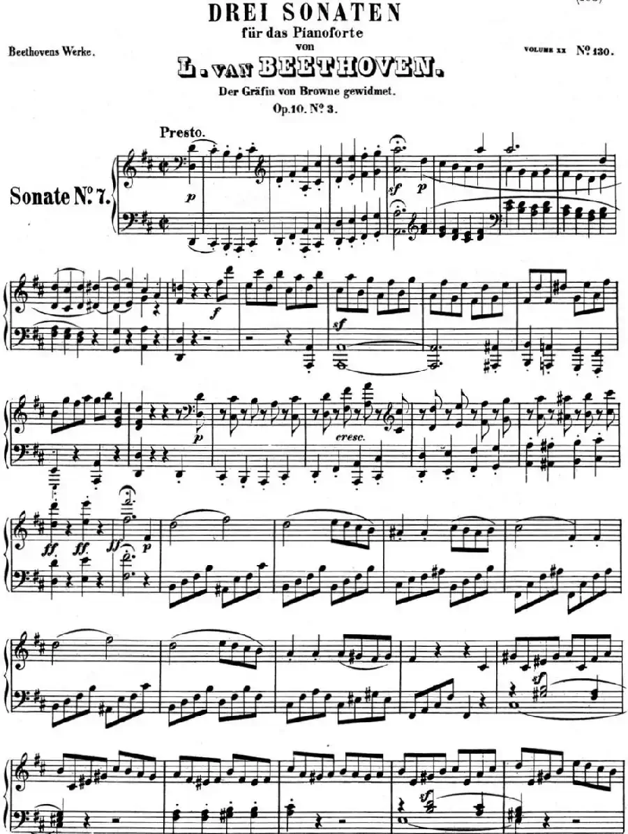 贝多芬钢琴奏鸣曲07 D大调 Op.10 No.3 D major
