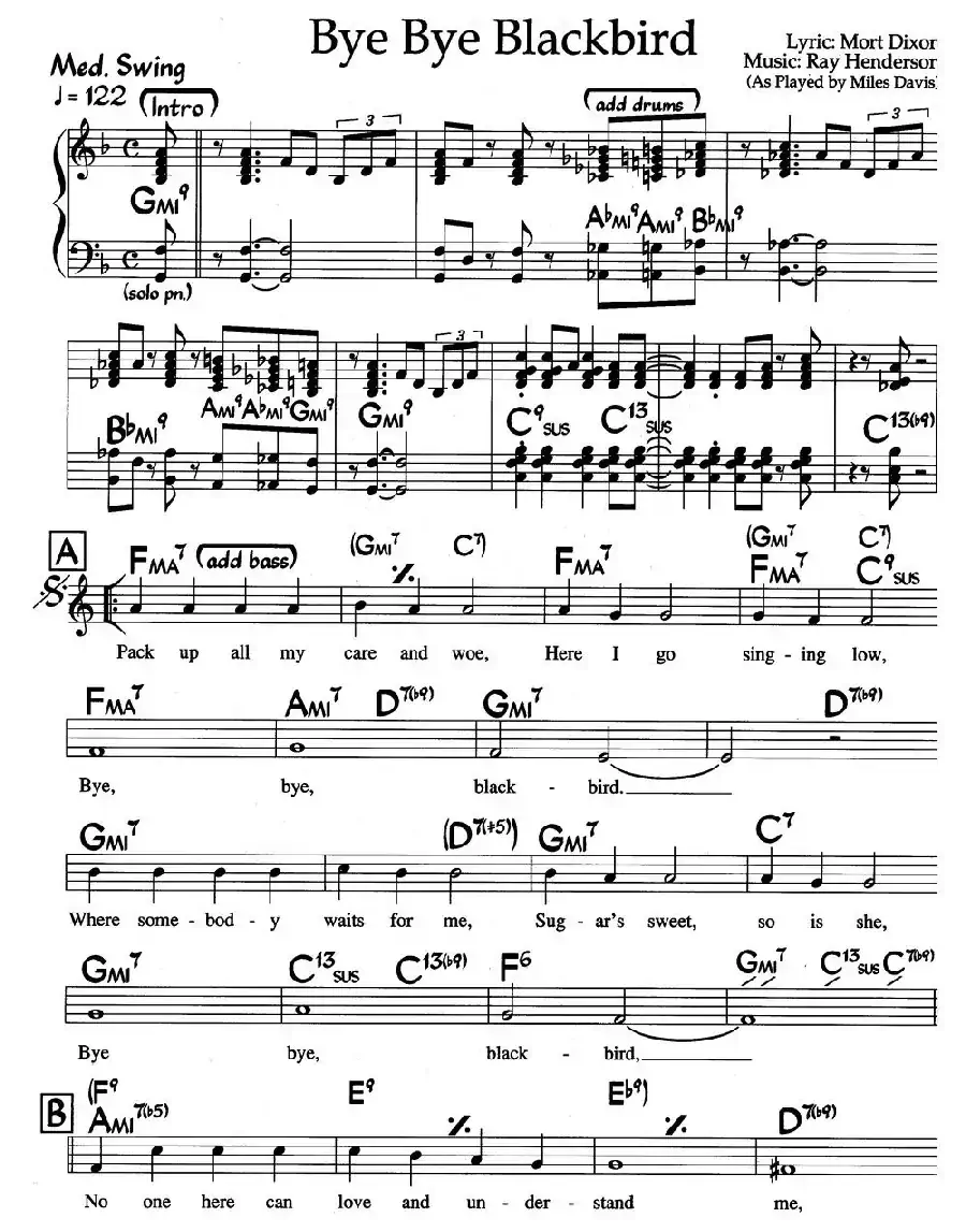 Bye Bye Blackbird(爵士钢琴曲)