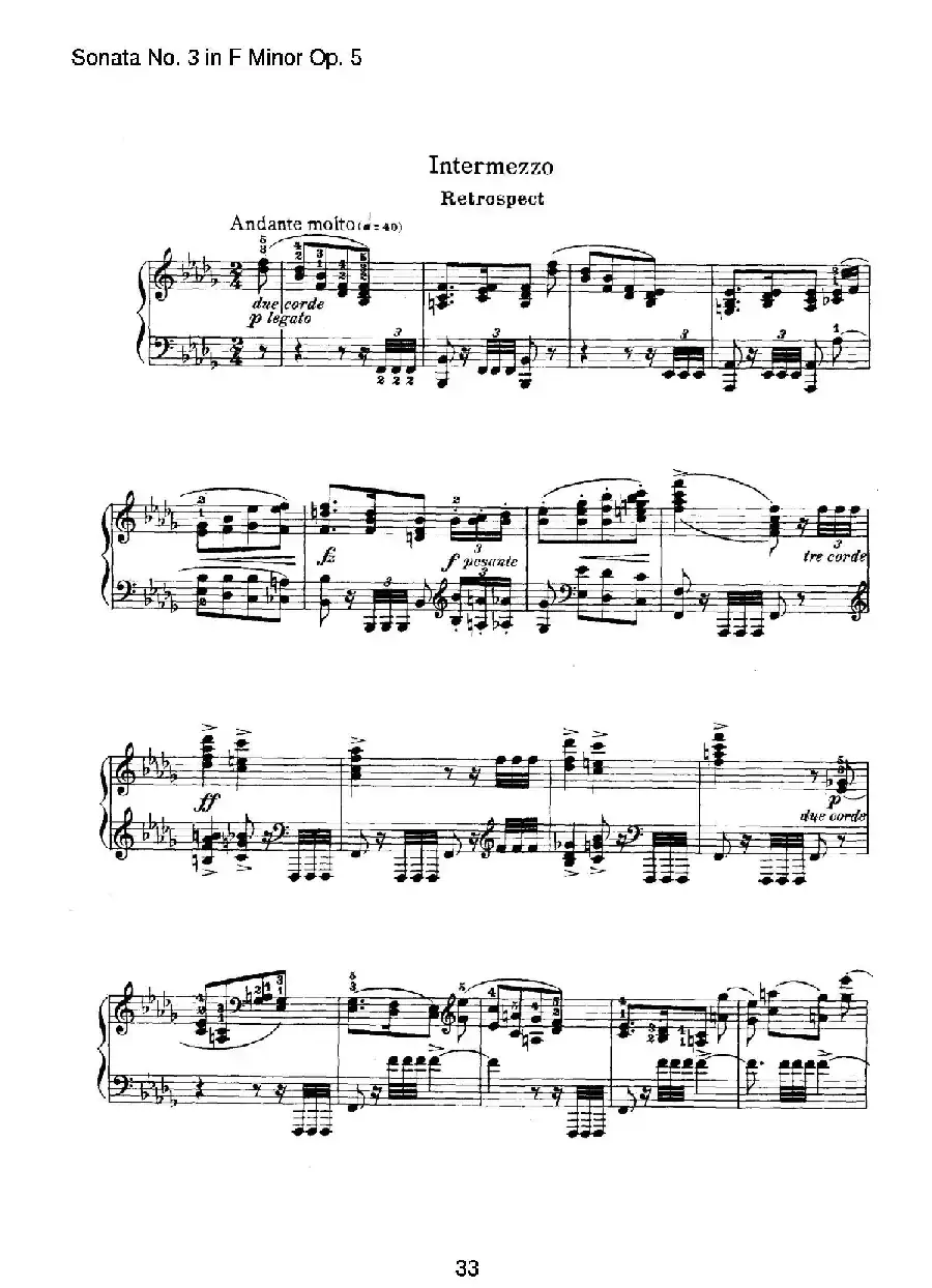 Piano Sonata No.3 in f Minor Op.5（f小调第三钢琴奏鸣曲）