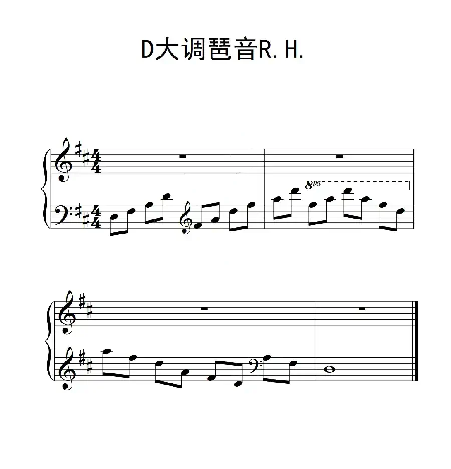 第三级 D大调琶音R H（中国音乐学院钢琴考级作品1~6级）