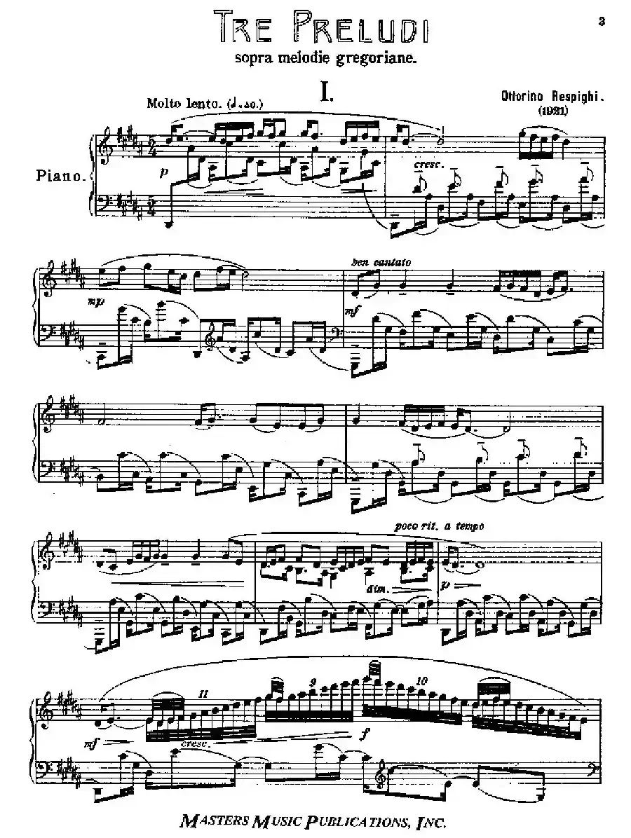 Three Preludes on Gregorian Melodies（三首格里高利圣咏前奏曲 1. 很慢的慢板）