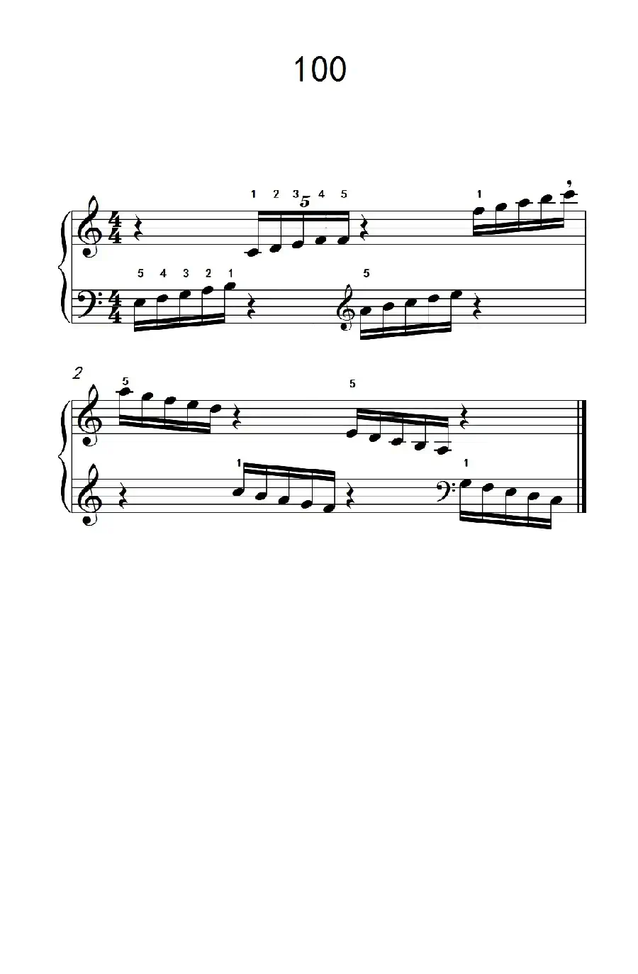 两手交替或交错弹奏的练习 100（儿童钢琴手指练习 2）