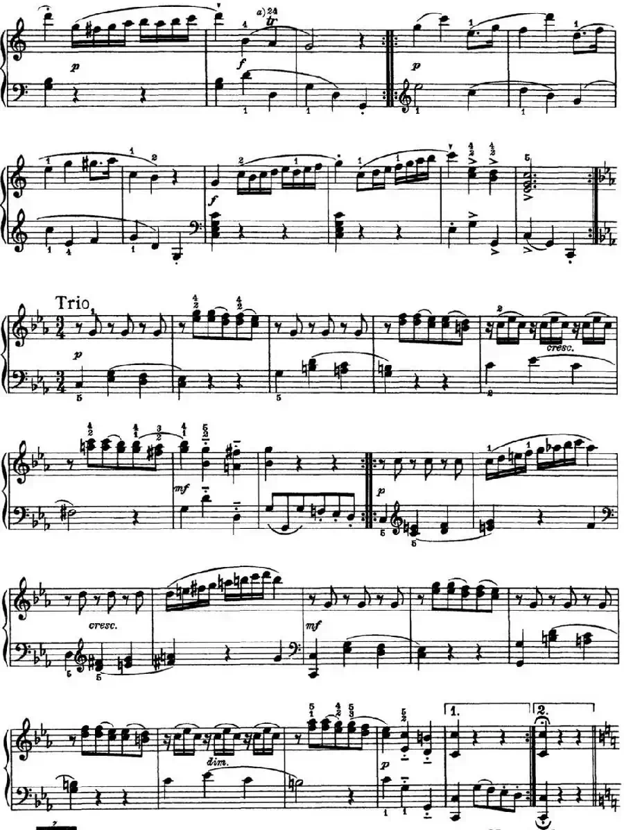 海顿 钢琴奏鸣曲 Hob XVI 7 Divertimento C major