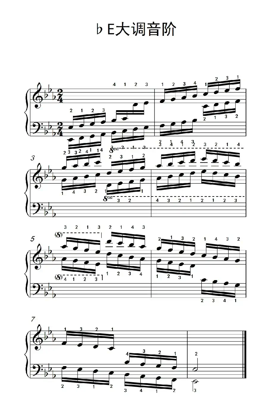 第四级 17.♭E大调音阶(中央音乐学院 钢琴(业余)考级教程 4-6级)