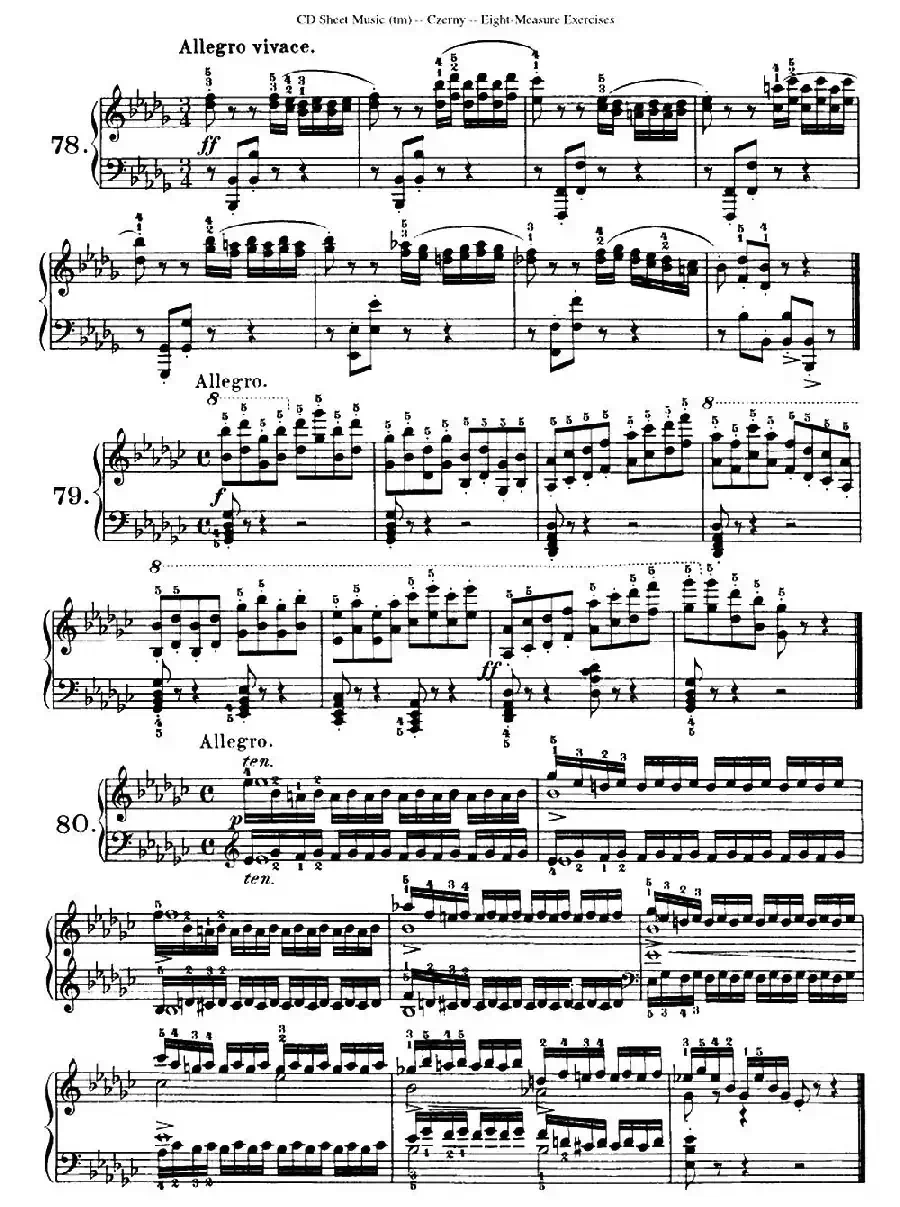 160 Eight- Measure Exercises.Op.821（车尔尼160首钢琴八小节练习曲（72——87））