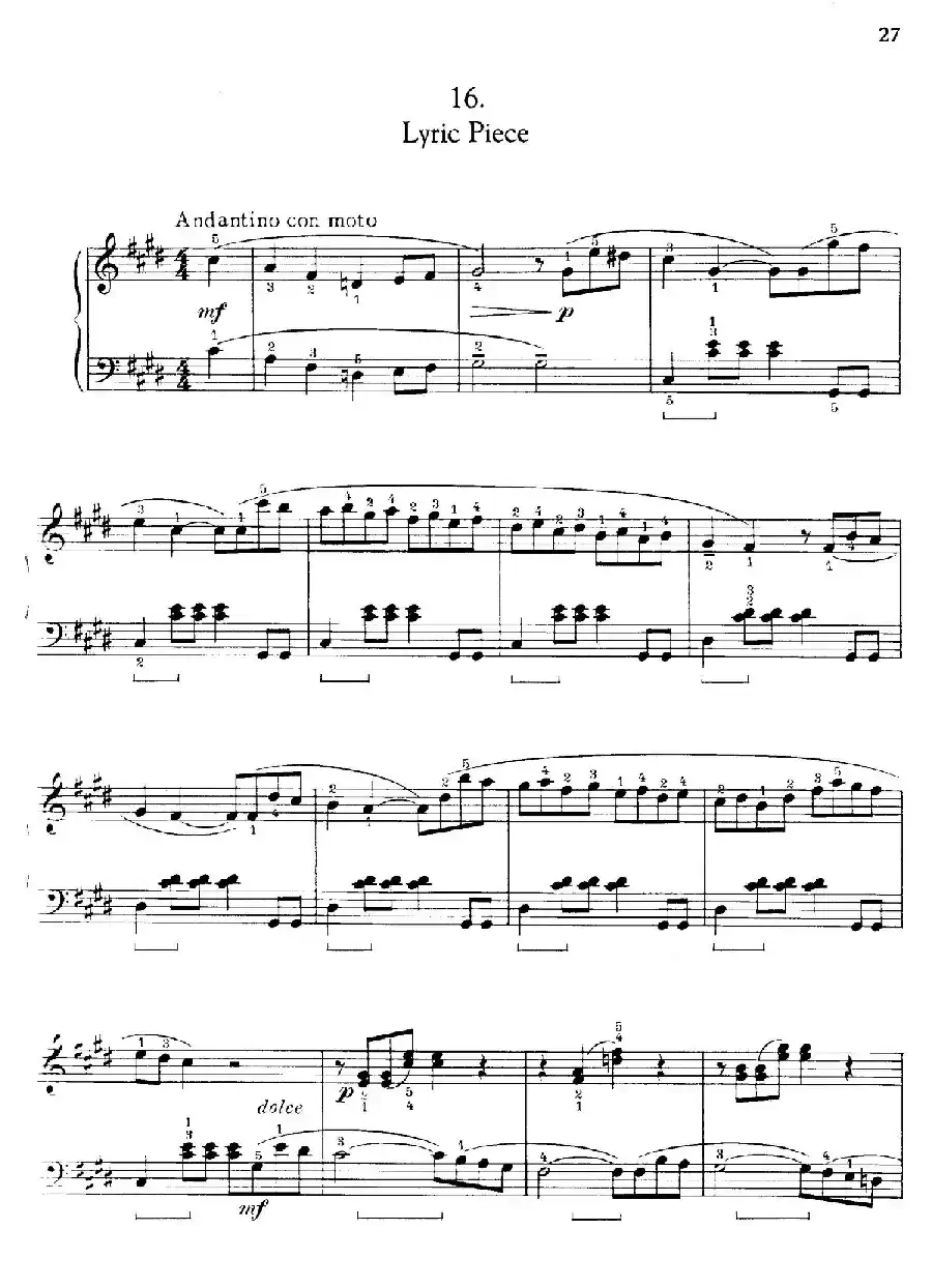 Thirty Pieces For Children Op.27（30首儿童钢琴曲 16—20）
