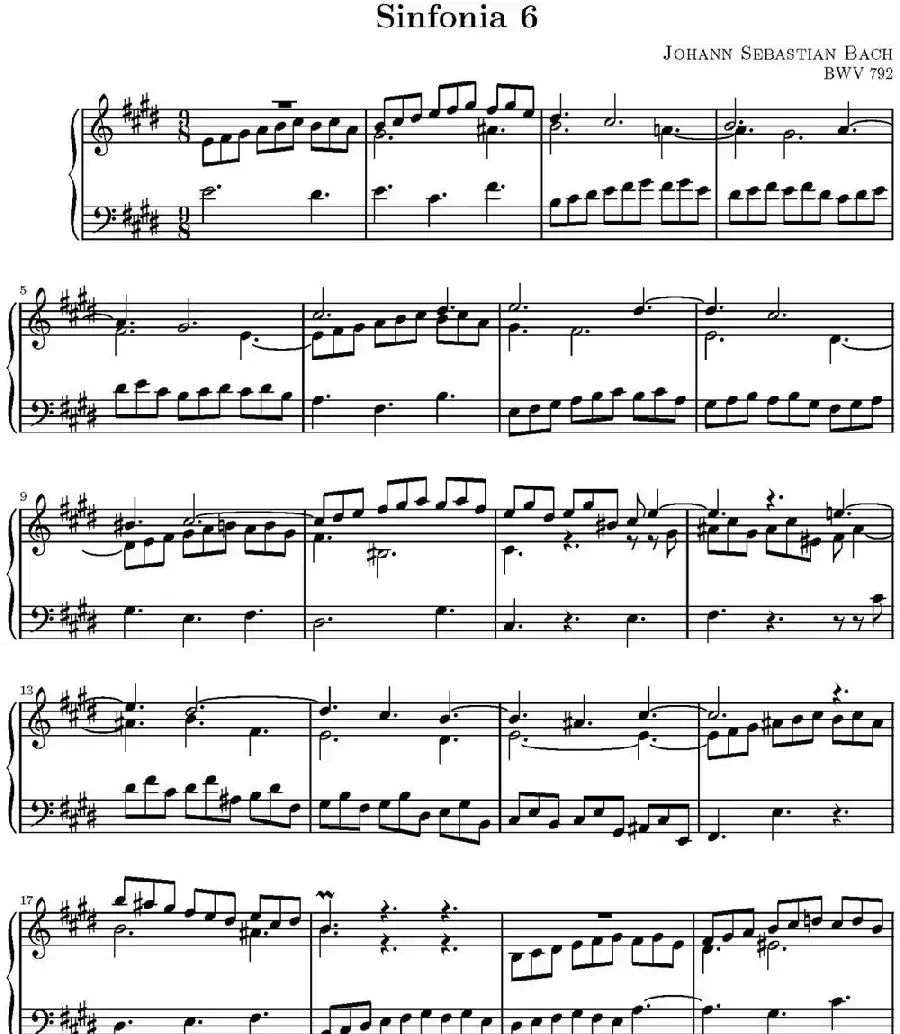 15首巴赫三部创意曲集(NO.6)