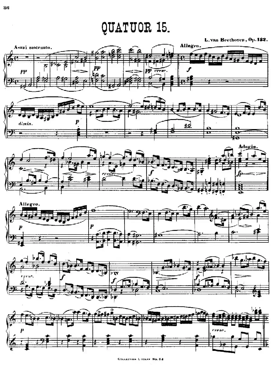 String Quartet No.15 in a Minor Op.132（a小调第十五弦乐四重奏·钢琴独奏版）