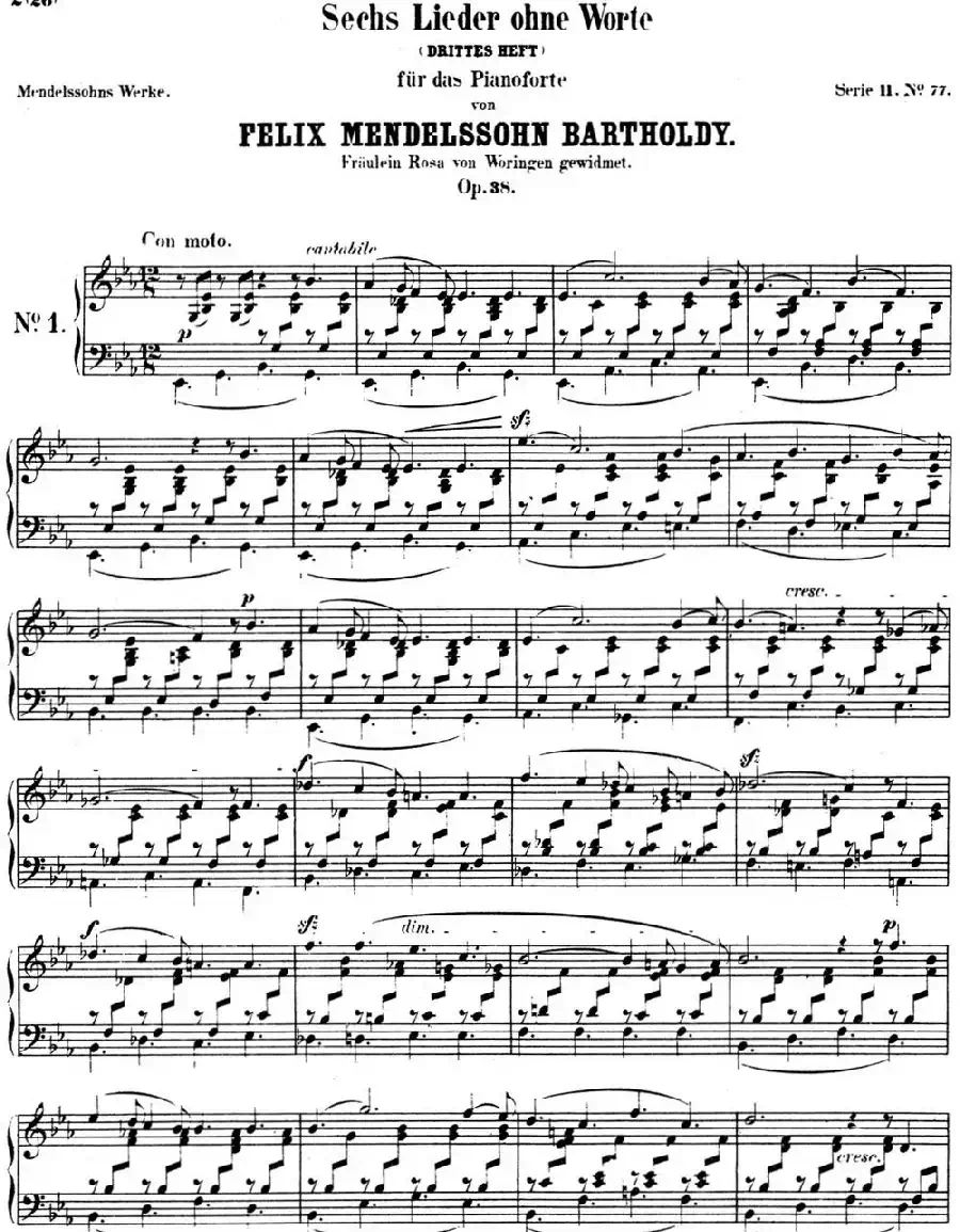 门德尔松无词歌Op.38（NO.1）