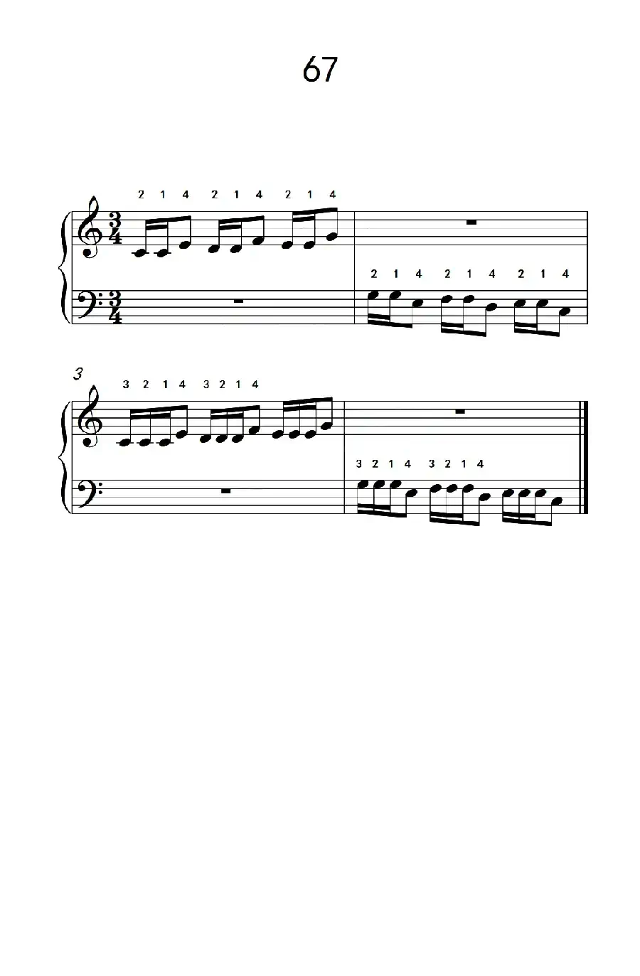 增强手腕及手指弹性的轮指练习 67(儿童钢琴手指练习 2)