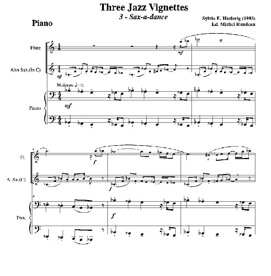 Three jazz vignettes（第三乐章）（三重奏钢琴分谱）