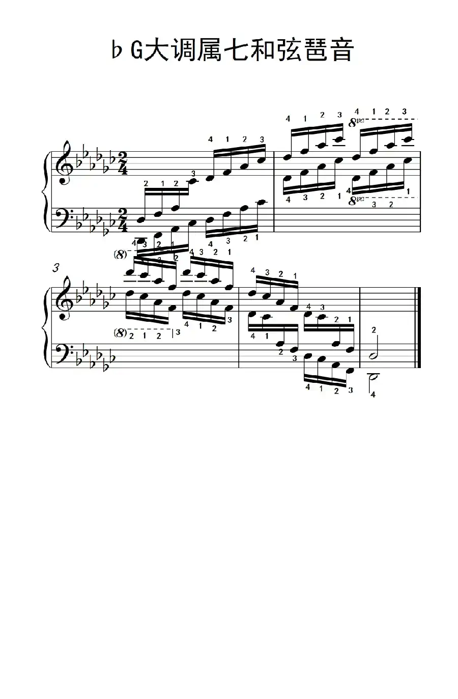 第七级23.♭G大调属七和弦琶音（中央音乐学院 钢琴（业余）考级教程 7-9级）