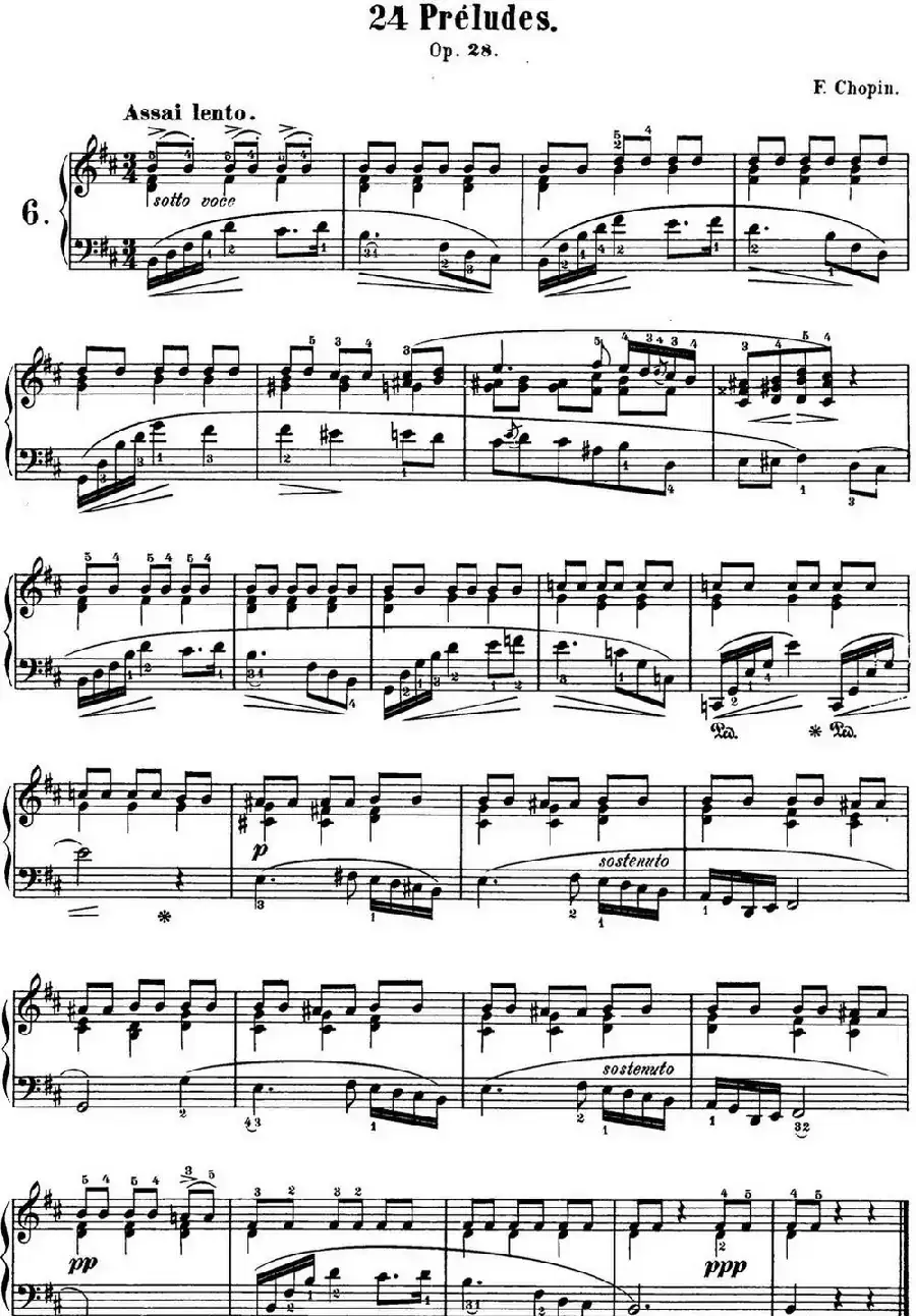 肖邦 24首钢琴前奏曲 Op.28 No.6 B小调