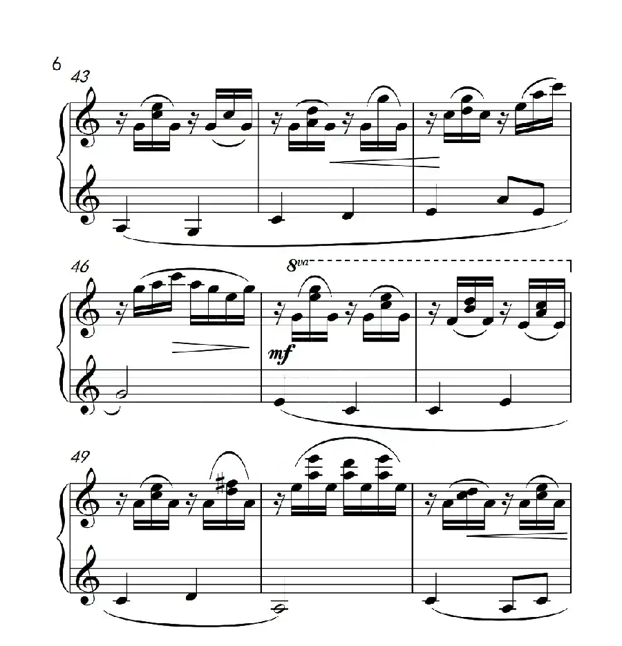 第六级B组 溪边嬉水（中国音乐学院钢琴考级作品1~6级）