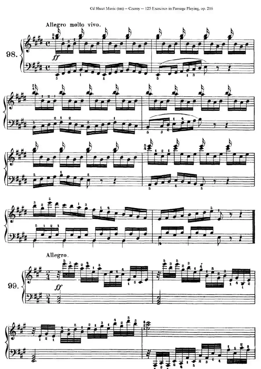 125 Exercises in Passage Playing Op.261（车尔尼125首钢琴短乐句练习曲（95——111））