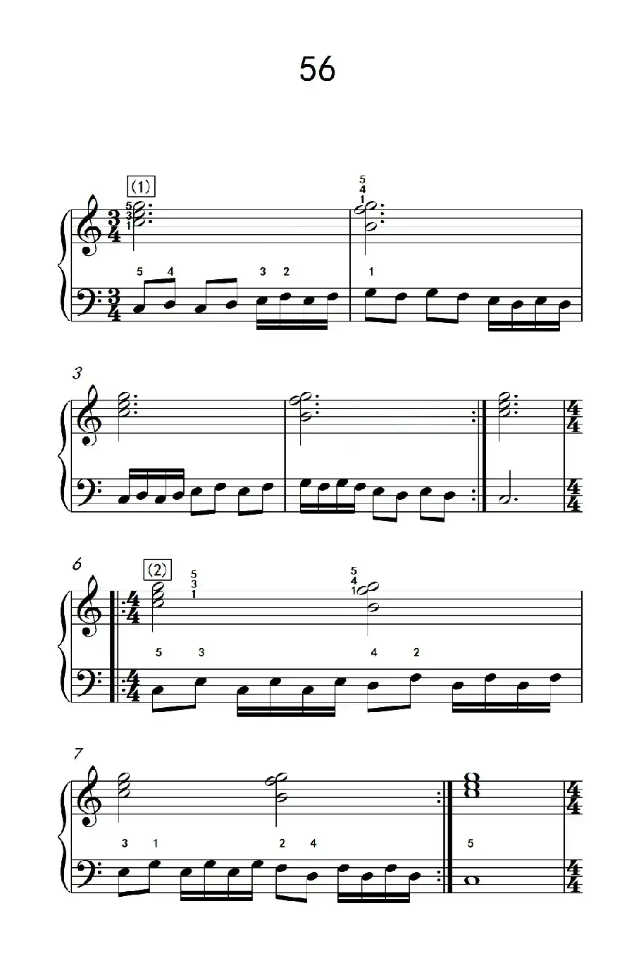 左手练习 56(儿童钢琴手指练习 2)