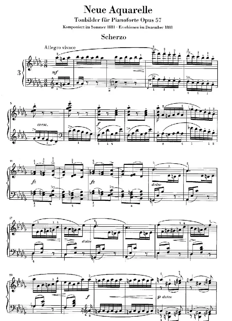 Neue Aquarelle Op.57（新水彩画·3. 谐谑曲）