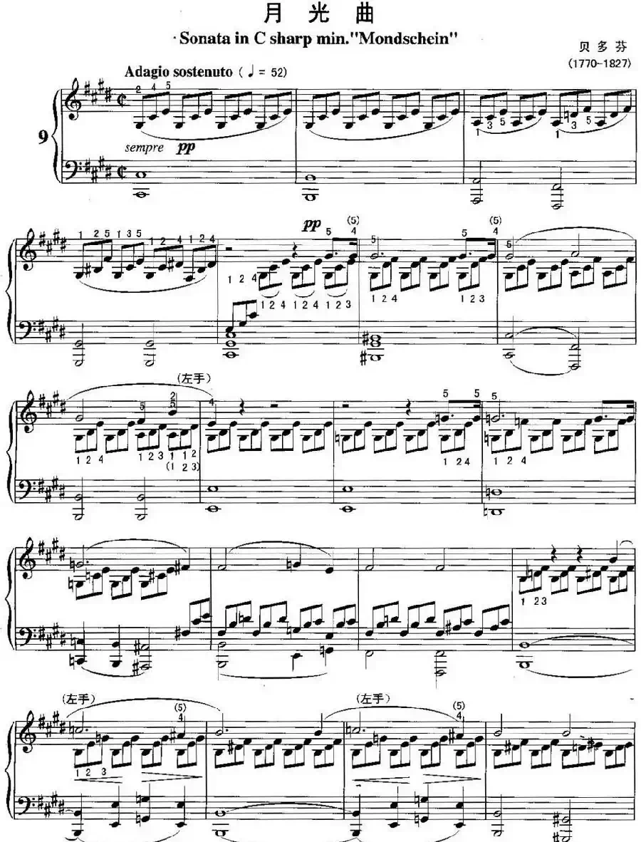 不可不弹的世界钢琴名曲：月光曲