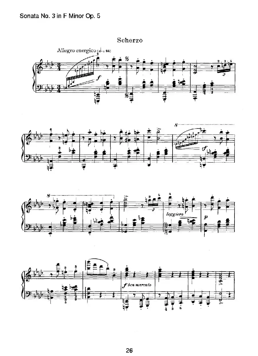 Piano Sonata No.3 in f Minor Op.5（f小调第三钢琴奏鸣曲）