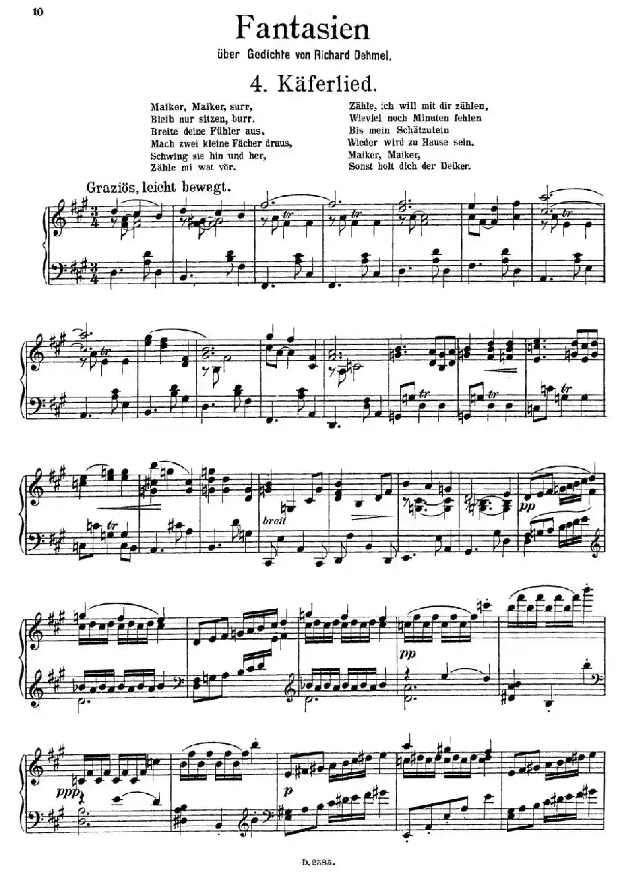Fantasien über Gedichte von Richard Dehmel Op.9（德默尔之诗幻想曲4. 甲虫）