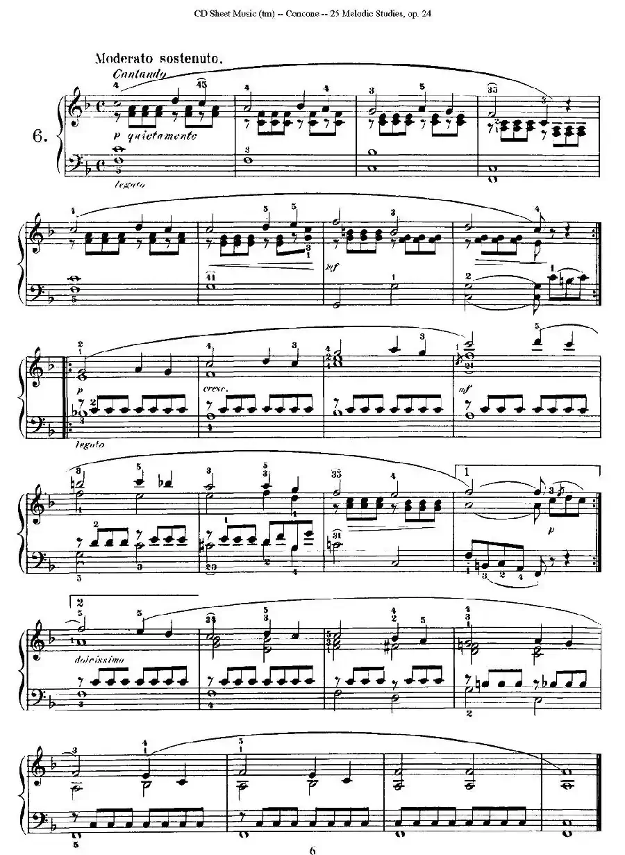 Concone - 25 Melodic Studies easy and progressive（6—10）
