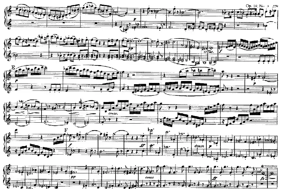 String Quartet No.9 in C Major Op.59-3 - 4 Hands（C大调第九弦乐四重奏·四手联弹）